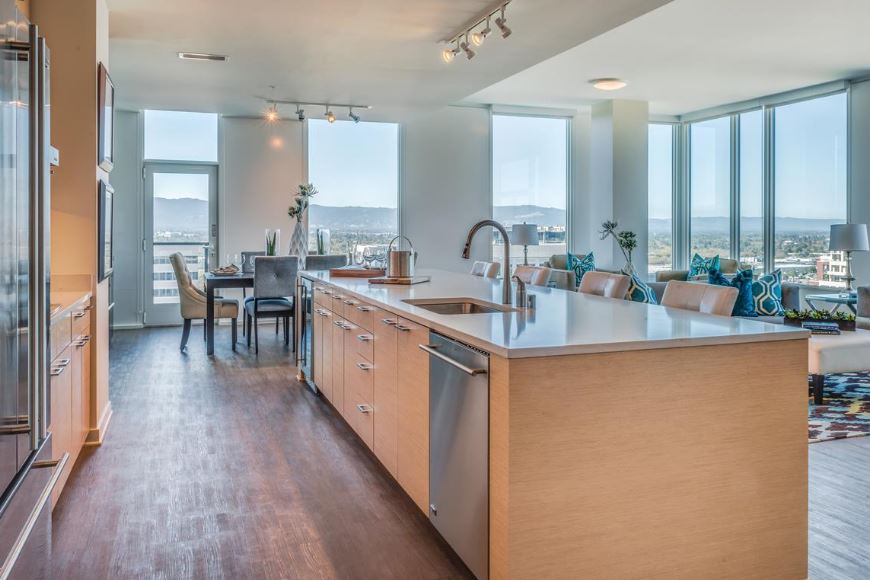 Fully equipped kitchen with appliances.